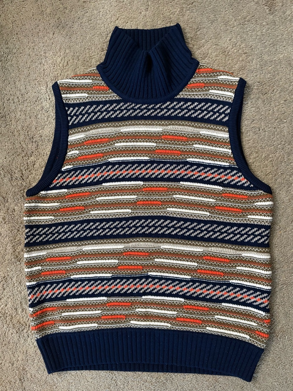 Diane Von Furstenberg Carsyn Multicolor Striped Turtleneck Sweater Vest size L